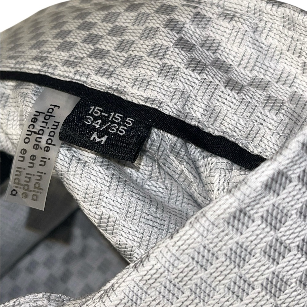 KARL LAGERFELD PARIS DRESS FORMAL SHIRT SLIM-FIT DOBBY GRAY COLOR SIZE MEDIUM - Picture 8 of 9